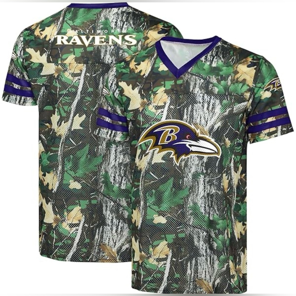 Baltimore Ravens FOCO Hunter Camo Jersey Mens Medium NFL Team Apparel Mesh NEW